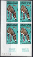 AFARS & ISSAS(1976) Somali Wild Ass. Imperforate Corner Block Of 4. Scott No 401, Yvert No 417. - Autres & Non Classés