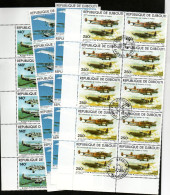 DJIBOUTI -  1979  - AIRCRAFT SET OF 3 X 10S SETS USED , SG CAT £130+ - Djibouti (1977-...)