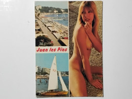 CPSM PIN UP  ( ÉROTIQUE - FEMME SEINS NUS ) JUAN LES PINS - CÔTE D'AZUR - Pin-Ups