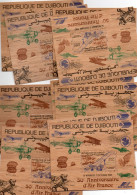 DJIBOUTI - 1983- AIR FRANCE WOODCUT SOUVENIR SHEETS X 10  MINT NEVER HINGED SG CAT £410 - Djibouti (1977-...)