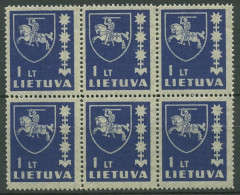 Litauen 1939 Freimarke Wappen 432 Sechserblock Postfrisch - Lituanie