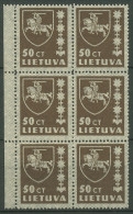 Litauen 1937 Freimarken Wappen 416 II Sechserblock Postfrisch - Lituanie