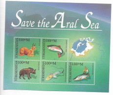 Turkmenistan Sheet Mnh ** 1996 Animals Fish - Turkménistan