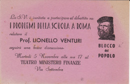 #ROMA: BIGLIETTO INVITO..I PROBLEMI DELLA SCUOLA- PROF. L. VENTURI- BLOCCO DEL.. - Tickets - Vouchers