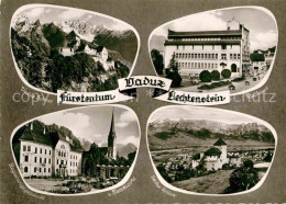 Vaduz Schloss Rathaus Regierungsgebaeude Pfarrkirche - Liechtenstein