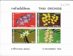 Thailand Orchid Flower Sheet Mh * (stamps Mnh **) 1974 (60 Euros) - Thaïlande