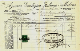 #MILANO-(vino)   RICEVUTA AGENZIA ENOLOGICA ITALIANA - 1933 - Tickets - Vouchers