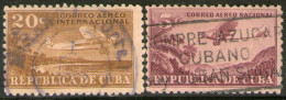 CUBA 2 Sellos Aéreos Usados AVIÓN SOBREVOLANDO LA ISLA Año 1931 - Poste Aérienne