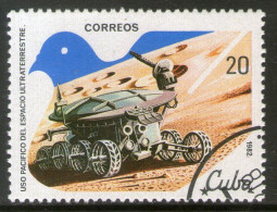 CUBA Sello Usado ESPACIO = VEHÍCULO LUNAR LUNOKHOD Año 1982 - Oblitérés
