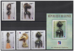 Guinée Guinea 1999 Mi. 2458-2462 + Bl. 596 Philexfrance Art Moderne Guinéen Kunst Artwork Exhibition Sculptures RARE !! - Guinée (1958-...)