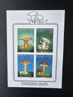 Burkina Faso 1990 Mi. Bl. 134 Epreuve De Luxe Proof Carton Cardboard Champignons Mushrooms Pilze - Burkina Faso (1984-...)