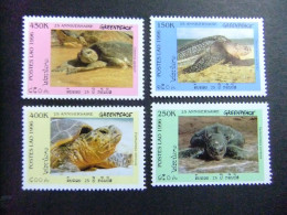 42 LAOS 1996 / XXV GREENPEACE Las Tortugas De Mar / YVERT1244A / 1244D MNH - Marine Life