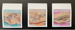 Libye Libya 1985 Mi. 1478 - 1480 Libyan Fossils Fossilien Fossiles IMPERF Non Dentelés RARE SCARCE - Libye