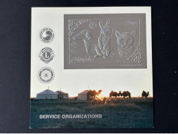 Mongolie Mongolia 1993 Mi. Bl. 225 Silver Argent Rotary Lions Chien Hund Dog Katze Cat Chat Lapin Rabbit Hase - Mongolie