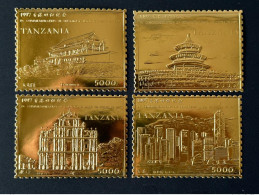 Tanzanie Tanzania 1997 Mi. ? Gold Or 100th Anniversary In Commemoration Of Hong Kong Back To China Temple Heaven Macau - Autres & Non Classés