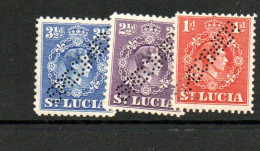 ST LUCIA - KING GEORGE VI 1D.2 1/2D AND 3 1/2D STAMPS SPECIMEN MINT NEVER HINGED - St.Lucie (1979-...)