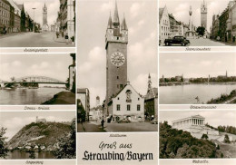 Straubing Ludwigsplatz Donau Bruecke Bogenberg Stadtturm Theresienplatz Panorama - Straubing