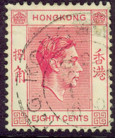 Hong Kong 1938 Geo V1 - 80c Carmine SG 154 Used - Usati