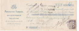 Lettre De Change De Toulouse (31) Pour Carcassonne (11) - 26 Juin 1922 - Timbre Fiscal 10c EC N°379 - Bills Of Exchange