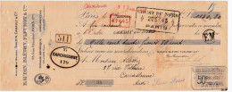Lettre De Change De Paris (75) Pour Carcassonne (11) - 6 Janvier 1922 - Timbre Fiscal 50c EC N°387 + Cachet 10c - Bills Of Exchange