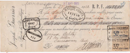Lot 2 Lettres De Change De Lyon (69) Pour Carcassonne (11) - 1922 - Timbre Fiscal 15c-35c-50 EC N°380-384-387 - Bills Of Exchange