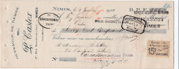 Lot 5 Lettres Change De Nîmes (30) Pour Carcassonne (11) - 1922 - Timbre Fiscal 5c-10c-15c EC 378-380-452 - Bills Of Exchange