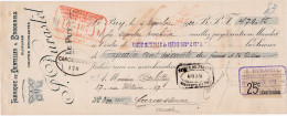 Lettre De Change De Le Puy (43) Pour Carcassonne (11) - 5 Novembre 1922 - Timbre Fiscal 25c EC N°382 - Bills Of Exchange