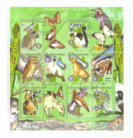 MADAGASCAR   -  A 1999  SOUVENIR SHEET OF 9 STAMPS + 3 LABELS  - Animals - Fauna - Madagascar (1960-...)
