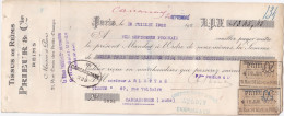 Lot 2 Lettres De Change De Reims (51) Pour Carcassonne (11) - 1922 - Timbre Fiscal 5c-20c-50c-1F EC 378-381-387-465 - Bills Of Exchange
