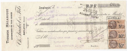 Mandat De Amplepuis (69) Pour Saint-Symphorien De Lay (42) - 30 Septembre 1927 - Timbres Fiscaux TF 5 & 15 - Tissus - Bills Of Exchange