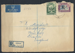 Yemen Quaiti State Of Shihr & Mukalla 1955 Registered Cover To Cheshire England, Overprinted Stamps 1951 Postal History - Yémen