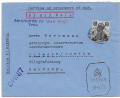 Kgf, PoW, Central Internment Camp Dehra-Dun. U.P. To Potsdam, Air Mail, Censor - Autres & Non Classés