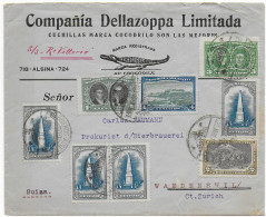 Firmenumschlag Mit Krokodil, Alsina, Via S/S. ReVittorio Nach Waedenswil, 1910 - Autres & Non Classés