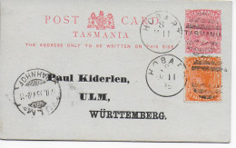 Picture Post Card Tasmania Hobart 1895 To Ulm - Tanzanie (1964-...)
