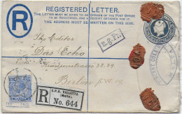 Registered Valletta To Berlin, Indische Zensur - Malte