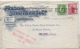Firmenumschlag 1918 Chirstchurch To New York, Passed By The Military Censor - Autres & Non Classés