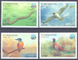 2024. Uzbekistan, Fauna Of Uzbekistan, Birds & Snake, 4v,  Mint/** - Ouzbékistan