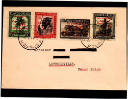 RUANDA-URUNDI.1945.Y&T N°150-153. RARE SERIE AVEC SURCHARGE CROIX-ROUGE SUR LETTRE. - Lettres & Documents