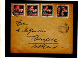 LETTONIE.1929. Y&T N°55A-58A.SERIE "CROIX-ROUGE" IMPRIMÉE SUR PAPIER MONNAIE; - Lettonie