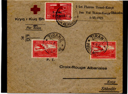 ALBANIE.1925.RARE."1ER VOL AERIEN TIRANA-KORCE-SHKODER.CROIX-ROUGE ALBANAISE. - Albanie