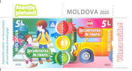 2025. Moldova, Traffic Security, 2v In Strip, Mint/** - Moldavie