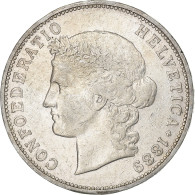 Suisse, 5 Francs, Helvetia, 1889, Bern, Argent, TTB, KM:34 - Altri & Non Classificati