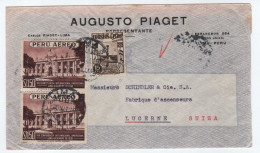 PERU $1.50X2+ 15C  LETTRE COVER  AIR MAIL LIMA 1939 POUR SUISSE - Pérou