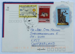 Lettre Par Avion De Birmanie (Myanmar) Vers La Suisse – Affranchissement Multiple - Myanmar (Birmanie 1948-...)