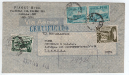 PERU 50C PAIRE 25C+80C    LETTRE COVER  AIR MAIL LIMA  1949  POUR SUISSE - Pérou