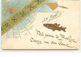 N°14164 - 1er Avril - Petit Poisson De Bonheur, Ouvrez-moi Son Coeur - Poisson En Relief Et Araignée - Erster April