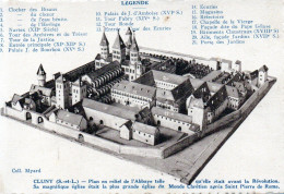 CLUNY, PLAN EN RELIEF DE L ABBAYE ET LEGENDES    REF 30133 - Cluny