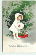 N°20797 - Frohliche Weihnachten - Clapsaddle - Fillette Avec Un Manchon - Andere & Zonder Classificatie