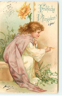 N°19678 - Clapsaddle -  Fröhliche Pfingsten - Enfant Tenant Une Fleur, Près D'un Mur - Pfingsten