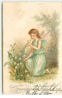 N°17670 - Carte Gaufrée - Fröhliche Pfingsten - Sylphide Sentant Des Brins De Muguet - Pfingsten